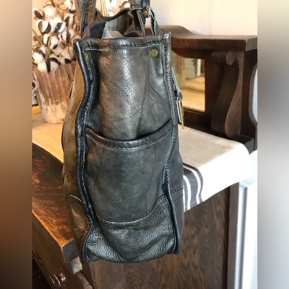 Frye Campus Dakota Leather Marbled Black Tote Shopper Shoulder Bag $378 - Picture 6 of 15